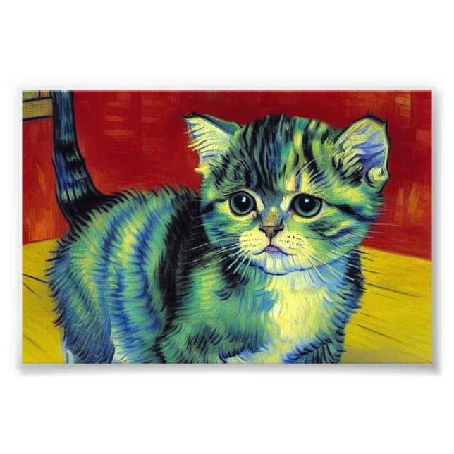 Impression Photo Van Gogh Tabby Cat (Devant)