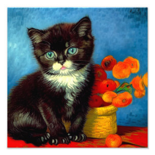 Impression Photo Van Gogh Tuxedo Cat