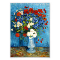 Van Gogh Vase with Cornflowers and Poppies