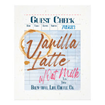 Vanille Lait D'Oat Latte Café Invité Chèque Récept