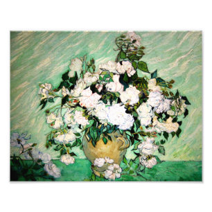 Impression Photo Vase à Van Gogh avec la copie rose de roses