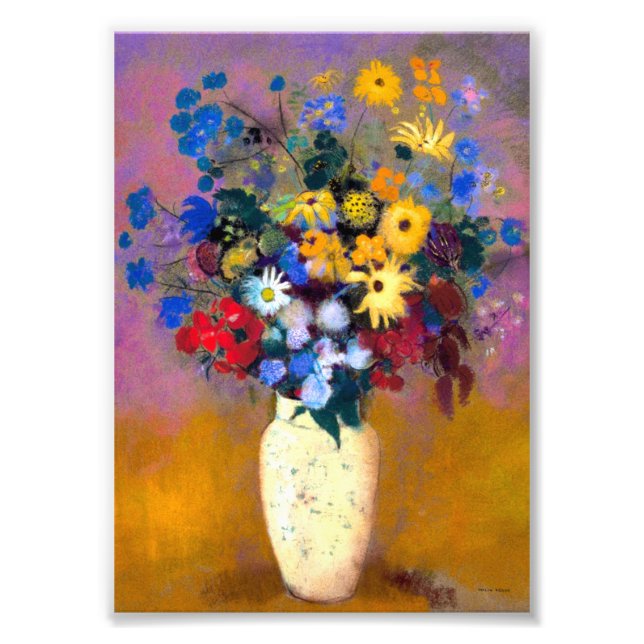 Impression Photo Vase blanc avec fleurs Odilon Redon (Devant)