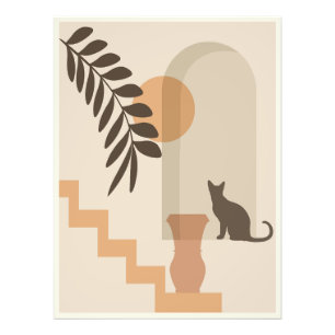 Impression Photo Vase Chat Feuille d'escalier, Art Géométrique Abst