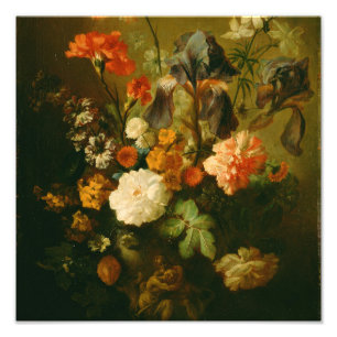 Impression Photo Vase de fleurs avant janvier van Huysum