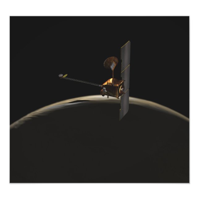 Impression Photo Véhicule spatial Mars Odyssey au-dessus du lever d (Devant)