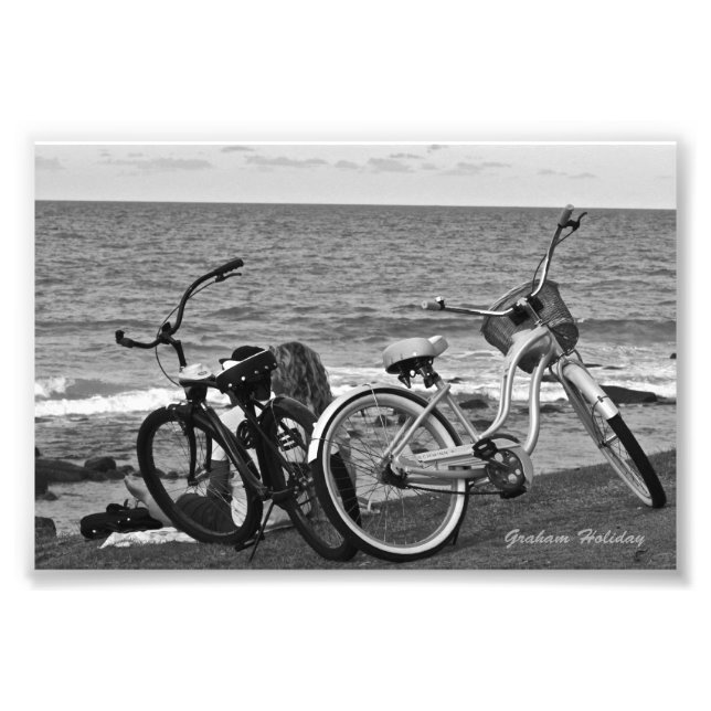 Impression Photo Vélos au bord de la mer (Devant)