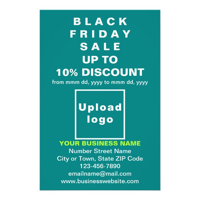 Impression Photo Vente du Black Friday entreprise sur vert cyan (Devant)