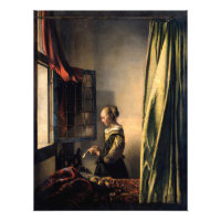 Vermeer - Fille lisant une lettre à une fenêtre ou