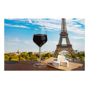 Impression Photo Verre de vin au brie sur la tour Eiffel