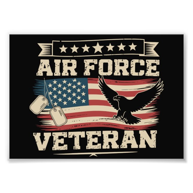 Impression Photo Veteran US Air Force American America Flag  (Devant)