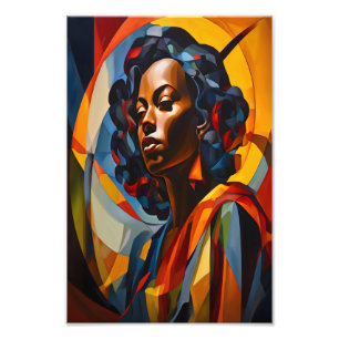 Impression Photo Vibrant Cubiste Abstrait Portrait Art