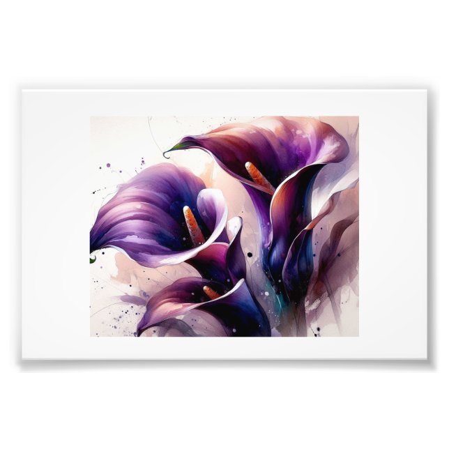 Impression Photo Vibrant Purple Calla Lilies,  (Devant)