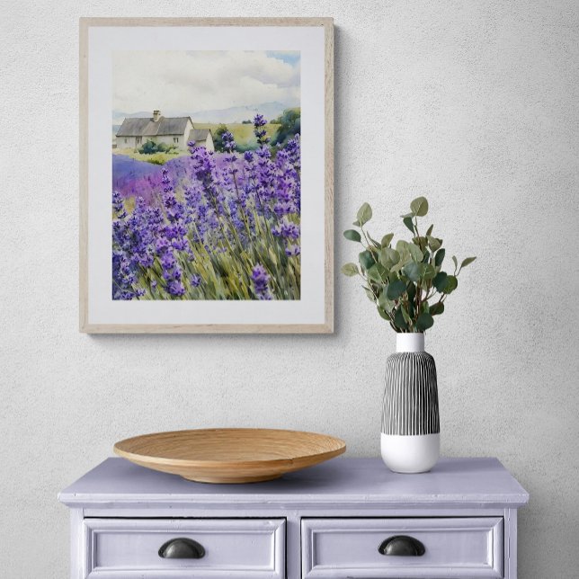 Impression Photo  Vibrant Watercolour Lavender Field  (Créateur téléchargé)