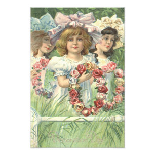 Impression Photo Victorian Girl Wreath Rose Memorial Day