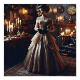 Impression Photo Victorienne Vintage mystérieuse Élégante femme