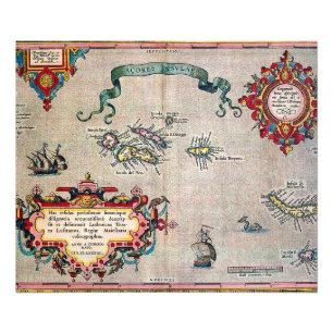 Impression Photo Vieille carte des Açores - exploration vintage de