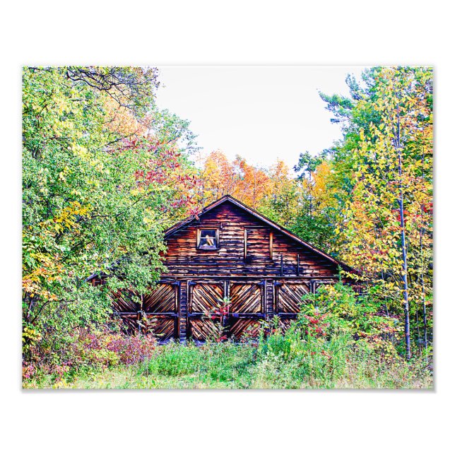 Impression Photo Vieille grange à l'automne (Devant)