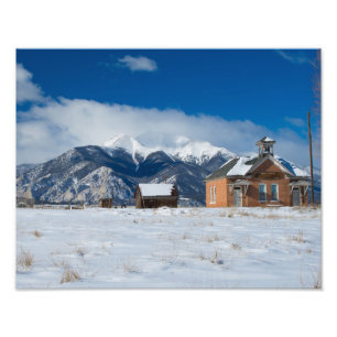 Impression Photo Vieille une école Salida, Mt Princeton de pièce