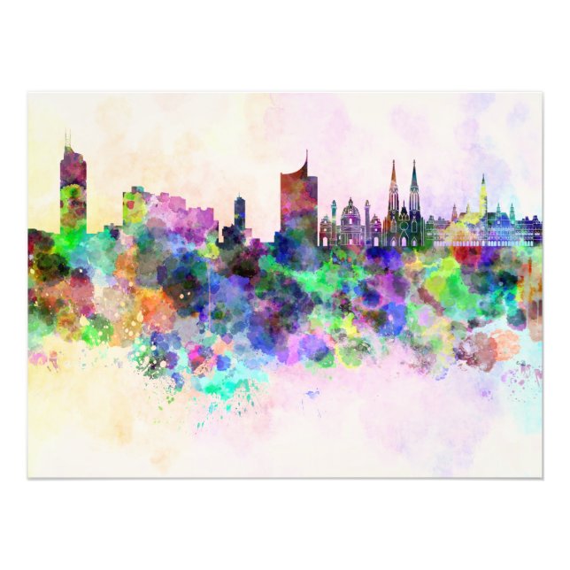 Impression Photo Vienne skyline in background watercolor (Devant)