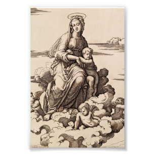Impression Photo Vierge et Enfant dans les nuages