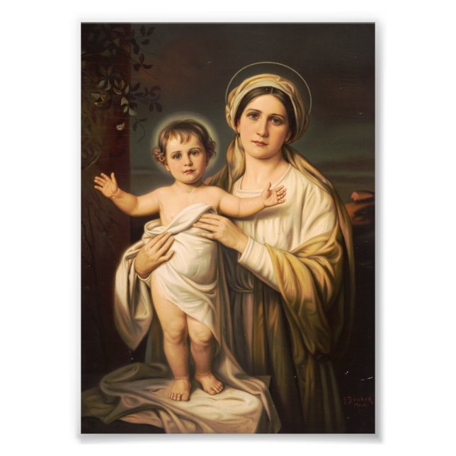 Impression Photo Vierge Marie tenant l'enfant Jésus (Devant)