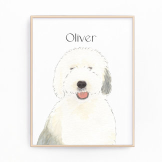 Impression Photo Vieux anglais personnalisé Art Sheepdog