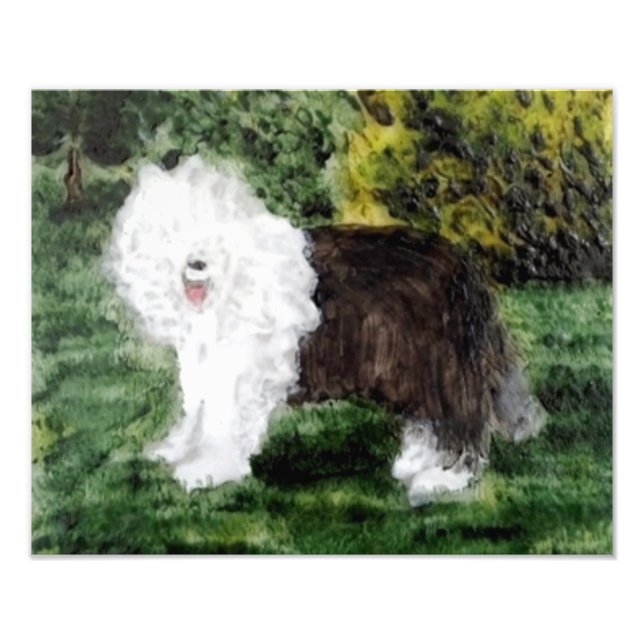 Impression Photo Vieux anglais Sheepdog Art (Devant)