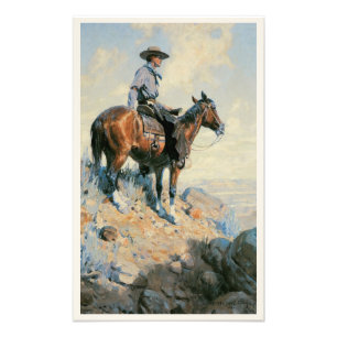 Impression Photo Vieux Cow-boy, Sentinelle des Plaines Par Dunton