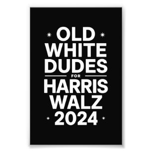 Impression Photo Vieux Dudes blancs pour Harris Walz Politique Démo