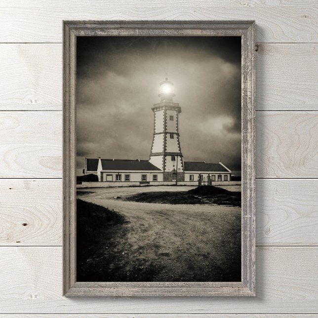 Impression Photo Vieux phare la nuit de la tempête (Old lighthouse on a storm night. photo print )