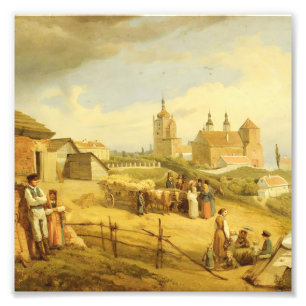 Impression Photo Village européen vintage - Récolte - Peinture anti