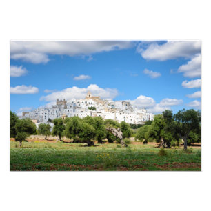 Impression Photo Ville blanche Ostuni avec les oliviers, copie de