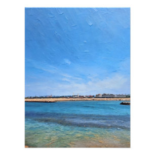 Impression Photo Ville côtière animée avec ciel bleu et sereine