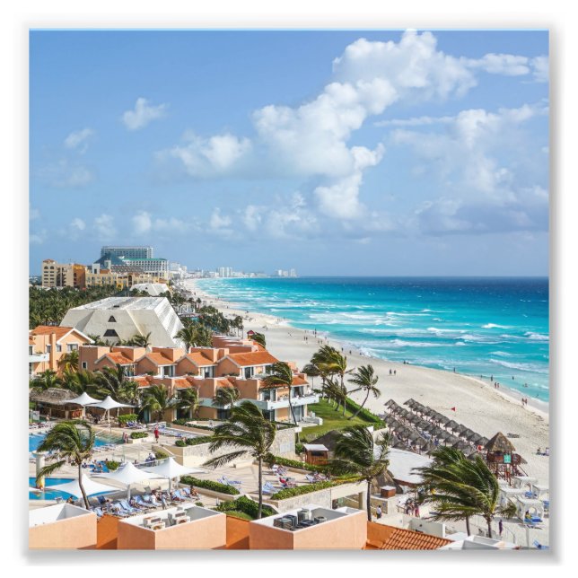 Impression Photo ville de Cancun au bord de la plage (Devant)