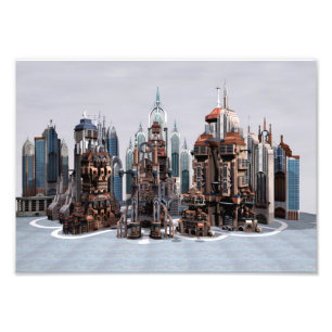 Impression Photo Ville de fantasy futuriste - Art de ciel Sci-Fi