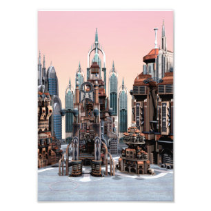 Impression Photo Ville de fantasy futuriste Art de la skyline de sc