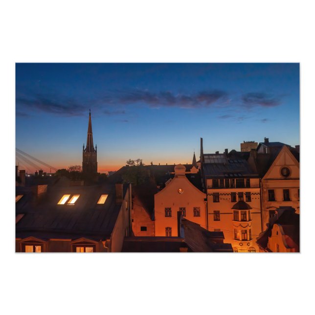 Impression Photo Ville européenne à Twilight (Devant)