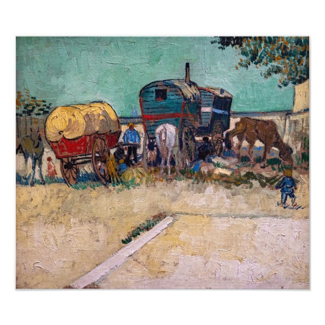 Impression Photo Vincent van Gogh - Caravanes, camp de gitans près  (Devant)