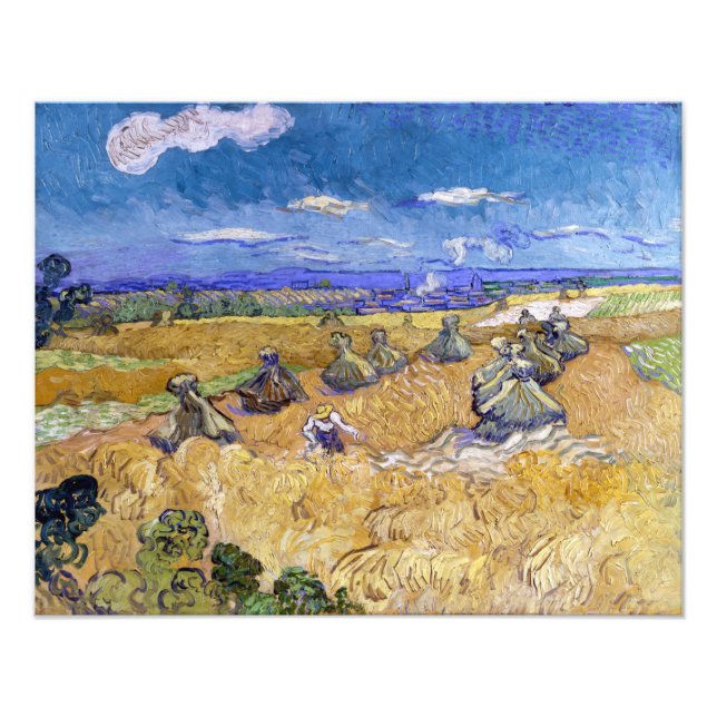 Impression Photo Vincent van Gogh - Meules de blé avec des moissonn (Devant)