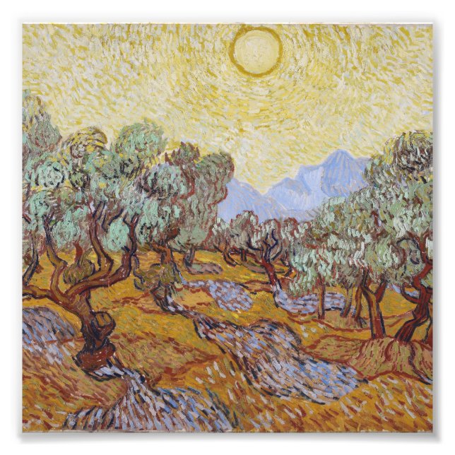 Impression Photo Vincent Van Gogh - Oliviers au ciel jaune (Devant)