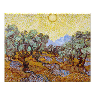 Impression Photo Vincent van Gogh - Oliviers, Ciel Jaune et Soleil