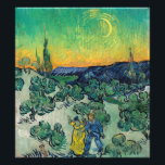 Impression Photo Vincent van Gogh - Paysage Lune avec couple<br><div class="desc">Paysage de la Lune / Couple Walking parmi les oliviers dans un paysage montagneux avec Crescent Moon - Vincent van Gogh,  Huile sur toile,  1890</div>