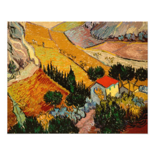 Impression Photo Vincent van Gogh - Paysage, Maison et Plowman