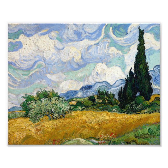Impression Photo Vincent Van Gogh Wheat Field With Cypresses (Devant)
