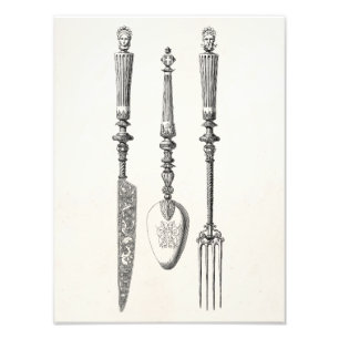 Impression Photo Vintage 1800s Cuillère de Fourche de couteau coute