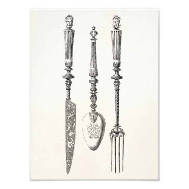 Impression Photo Vintage 1800s Cuillère de Fourche de couteau coute (Devant)