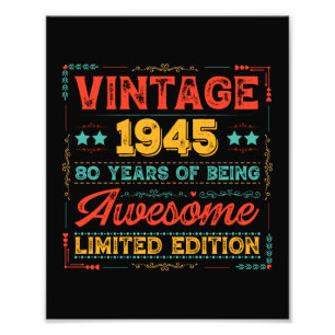Impression Photo Vintage 1945 Fait en 1945 80e anniversaire 80 ans