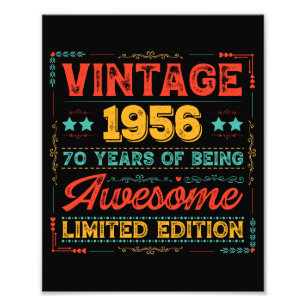 Impression Photo Vintage 1956 Fabriqué en 1956 70e Anniversaire 70