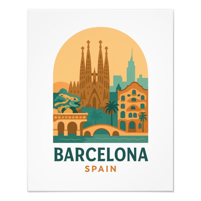 Impression Photo Vintage Barcelona Spain Travel Sagrada Familia  (Devant)