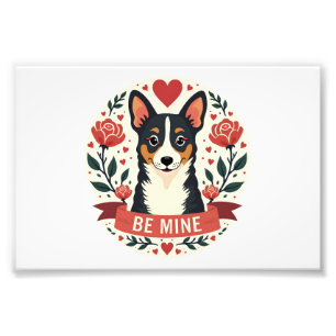 Impression Photo Vintage Be Mine Corgi Saint-Valentin Floral Art Po